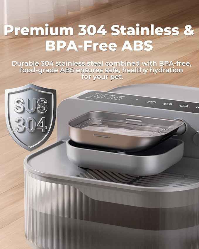 No-Filter Wireless Cat Water Fountain, 3.5L Stainless Steel Pet Fountain for Cats & Dogs – Wastewater Separation, Auto Refill, Ultra-Quiet 3000mAh Battery, Indoor Smart Water Dispenser