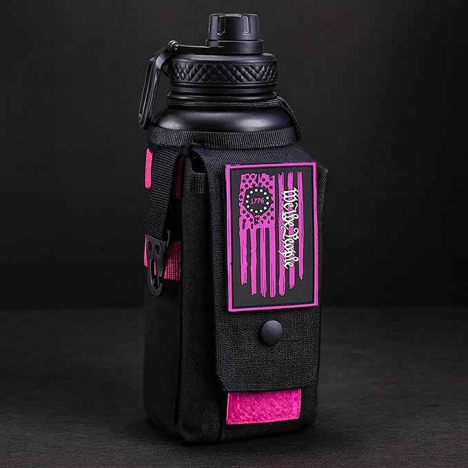Iron Infidel Battle Bottle - 32 Oz Insulated Water Bottle with Straw Lid & Chug Cap, Stainless Steel Metal Flask Includes Rugged, Removable Sleeve for Keys, Wallet, & Phone (Valkyrie 1 Liter)