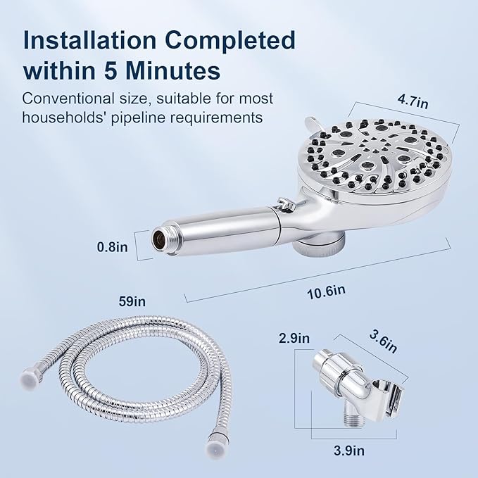 Filtered Shower Head with Handheld, High Pressure 10 Spray Mode Showerhead, Water Softener Filters Beads for Hard Water - Remove Impurity, with brackets and hoses, Chrome