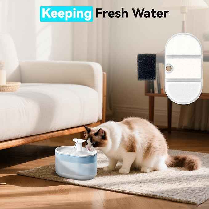 32 Packs for Petlibro Cat Water Fountain Filters Replacement, Compatible with PETLIBRO Capsule Cat Water Fountain PLWF002 (16 Replacement Water Filter + 16 Pre-Filter Sponges)