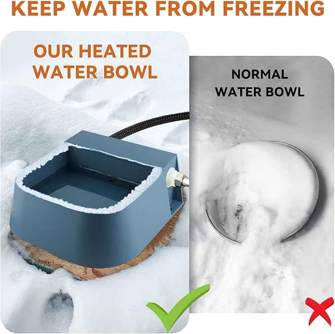 NAMSAN Automatic Water Dispenser for Dogs with Heater, Outdoor and Indoor, 2L Heated Water Bowl, Heated Watering Trough for Cats Chickens Rabbits Birds Bath Auto-Fill