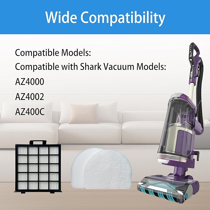Replacement Parts Roller Brush & HEPA Filter Foam & Felt Filters Compatible with Shark Power Detect Upright AZ4000 AZ4002 AZ4002C Vacuum Cleaner - AquaVibe