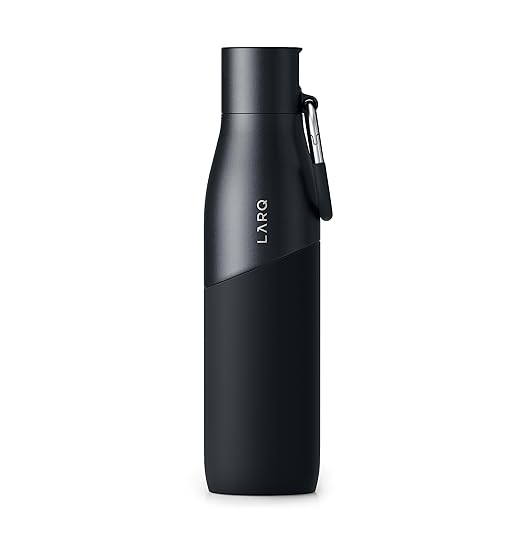 LARQ Bottle Movement Filtered - Lightweight Non-Insulated Stainless Steel Water Bottle BPA Free with Nano Zero Technology and Long-Lasting Filters, White/Pebble, 32oz