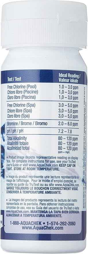 AquaChek TruTest Refill Test Strips - Digital Test Strip Reader Refill Strips - for Pool and Spa Water Testing - for Free Bromine, Free Chlorine, pH, and Total Alkalinity - 50 Strips
