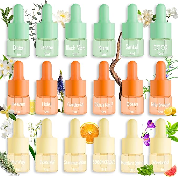 Hotel Fragrance Diffuser Oil Gift Set | Aromatherapy Diffuser Oil | Inspired by of Four Season, Marriott, Fairmont and The Ritz Carlton Signature Scents, Total 18 Essential Oils for Home