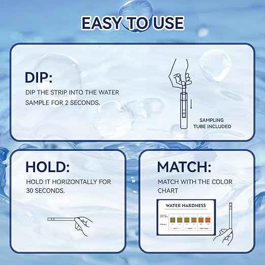 Water Hardness Test 200 Strips Kit for Home Drinking Water and Pool Spa, Water Softener Hard Water Testing Strips, Tap Well Tester Kit for Calcium & Magnesium (0-425 ppm) with Sample Tube