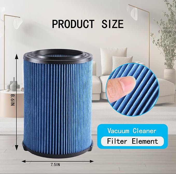 VF5000 Filter Compatible for Shop Vac 6-20 Gallon Wet Dry Vacuum Cleaner, Fits WD1450 WD0970 WD1270 WD09700 WD06700 WD1680 WD1851 WD1956 WD0970M0 WD0970EX0 2pcs - AquaVibe