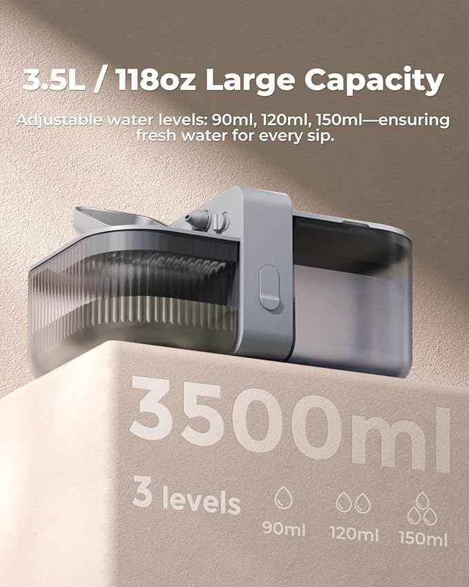 No-Filter Wireless Cat Water Fountain, 3.5L Stainless Steel Pet Fountain for Cats & Dogs – Wastewater Separation, Auto Refill, Ultra-Quiet 3000mAh Battery, Indoor Smart Water Dispenser