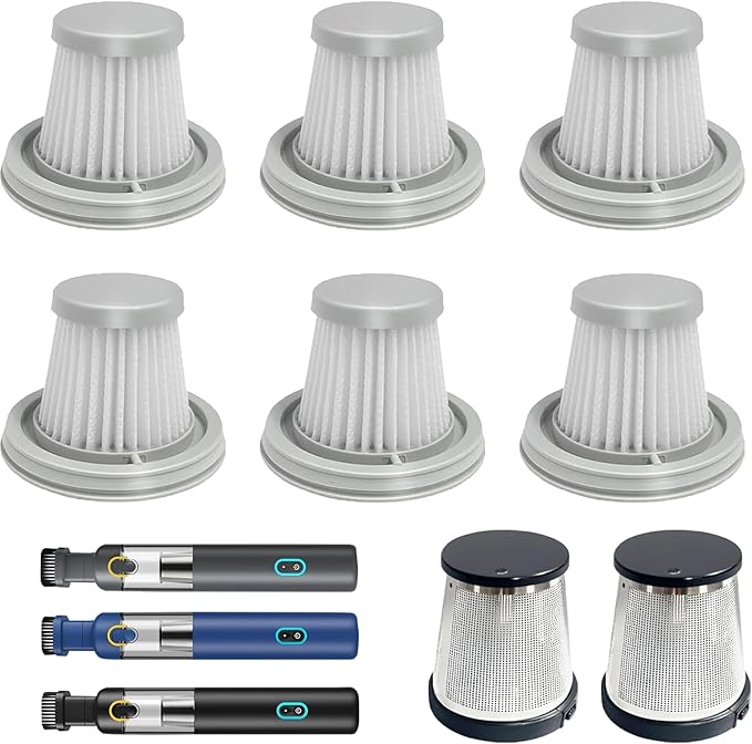 6 pack Washable Hepa with 2 pack Stainless Steel Pre-filter,Hepa Filter Replacement Compatible with Fanttik V8 Series (Fanttik Slim V8 Mate Vacuum & Fanttik V8 Apex Vacuum) - AquaVibe