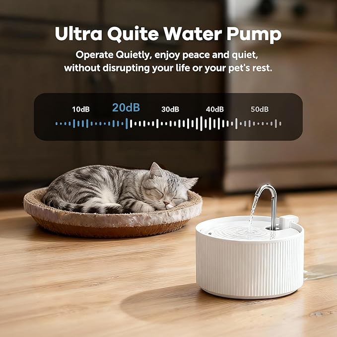 Upgrade Ceramic Cat Water Fountain, 2.2L/78oz Ceramic Cat Fountain, Automatic Ceramic Water Fountain for Cats, Pet Water Fountain with Ultra-Quiet Pump (White)