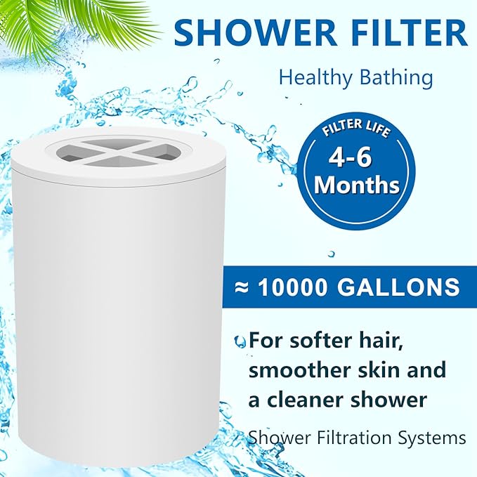 AWO A-01 Replacement Shower Head Filter Cartridge Compatible with Afina Showerhead,Multi Stage Shower Filtration Systems for Hard Water Reduces Chlorine,Fluoride and Harmful Substance (4)