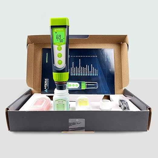 Apera Instruments AI104G GroStar Series GS4 pH/EC/500ppm/700ppm Combo 5-in-1 Pen Tester Kit with Replaceable Double-Junction pH/EC Probe for Hydroponics Water Quality Testing, Gen II