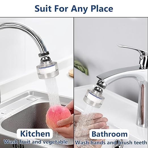 3 Pcs of Sink Water Filter and 18 Filter Elements Set, Sink Faucet Filter 360°Rotating, Bathroom Sink Filter Removes Fluoride Hard Water, Faucet Filter Faucet Extender for Home Kitchen Sink