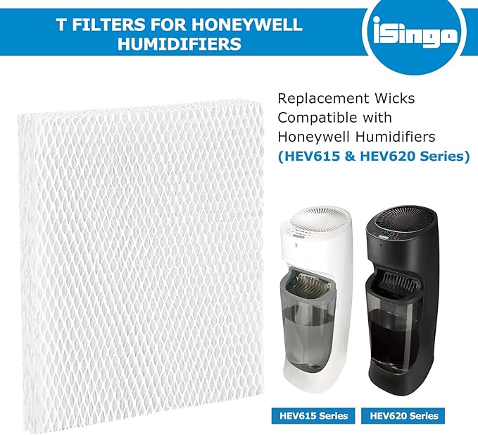 iSingo Humidifier Wicking HFT600 Filter T for Honeywell Hev615 Hev620 Humidifier, Compatible with Honeywell HFT600 Humidifier Filter T Compare to Part HFT600T HFT600PDQ, (4 Pack)