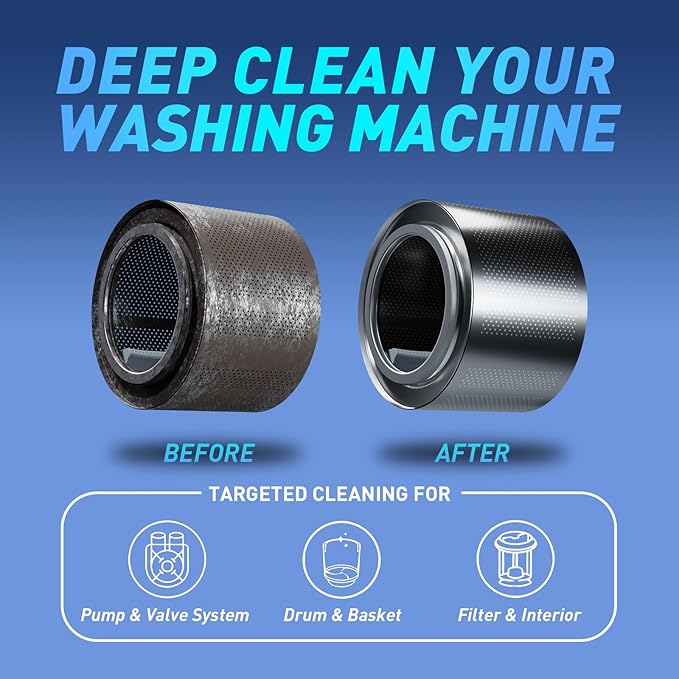 Washing Machine Cleaner Tablets 30 Pack - HE Top Load & Front Load Washer Cleaner, Eco Friendly Septic Safe, 3 Layers Deep Cleaning, Descaler & Deodorizer, 1+ Year Supply (30 Count - AquaVibe