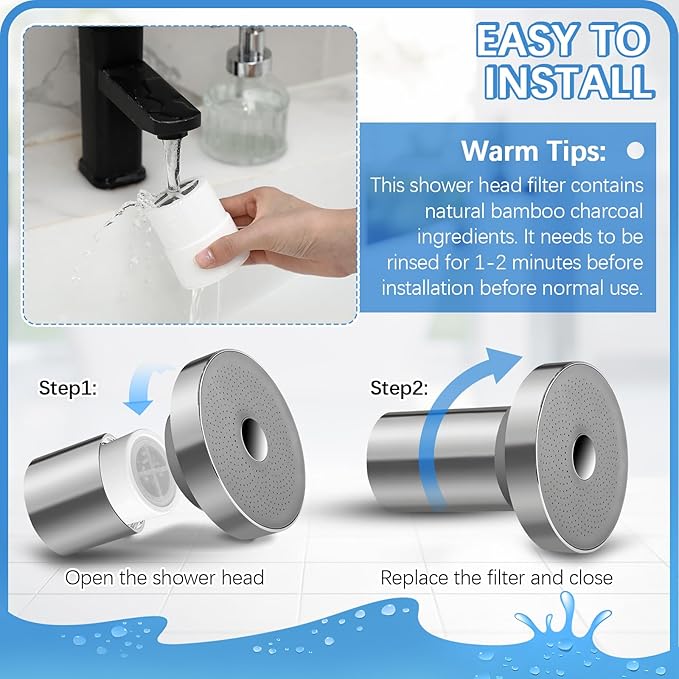 4 Pack Replacement Filter Cartridge Compatible with JOLIE Filtered Shower Head, 15 Stage Shower Filter Removes Heavy Metals & Chlorine to Enhance Water Quality for Healthier Skin and Hair