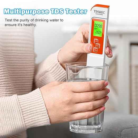 TDS Water Tester,New 4 in 1 Tds Meter Digital Water Tester - TDS EC & Temperature(°C,°F) Meter,Accurate & Reliable Digital Testing Kits for Hydroponics, Aquarium, RO/DI System (Orange)