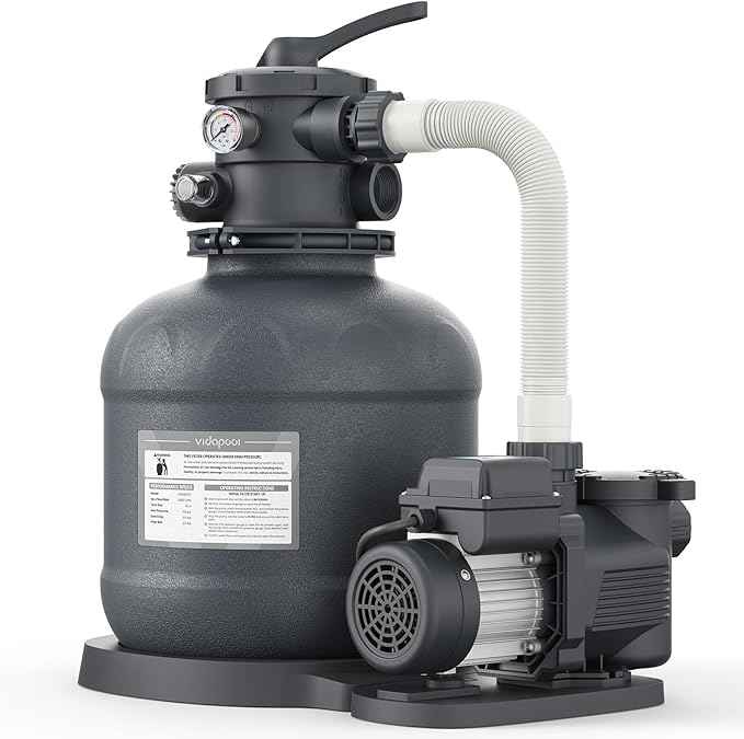 Sand Filter Pump for Above Ground Pool, Pool Pumps Above Ground with Timer, Pool Sand Filter with 6-Way Valve, Efficient Filtration, 15in, Up to 15,000 Gallons