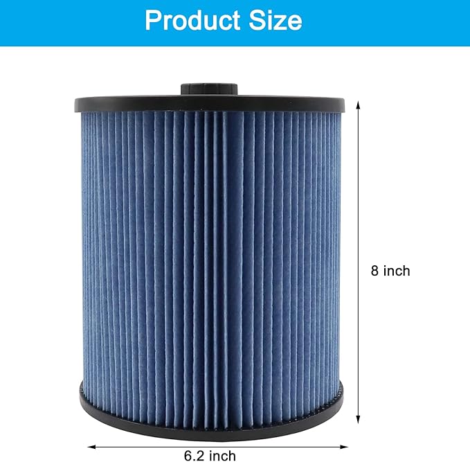 MZY LLC 2 Pack 17907 Cartridge Filter for Craftsman Shop Vacs 5 to 20 Gallon, 3-Layer Pleated 9-17907 Wet/Dry Fine Dust Filter - AquaVibe