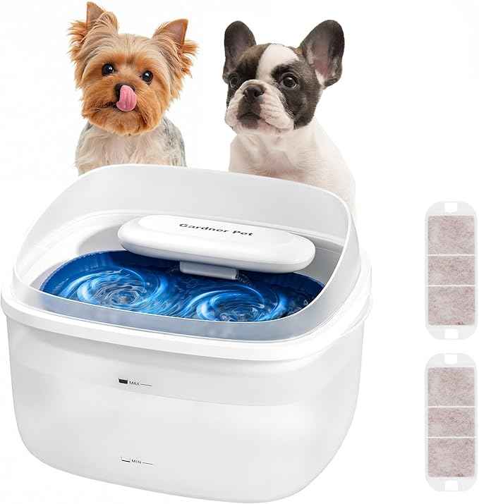 Gardner Pet 1 Gallon Pet Water Fountain, Vortex Dog Water Dispenser, Ultra Quiet Automatic Cat Fountain with Filter, Splash-Proof, Easy to Clean,Without Adapter(UV,White)