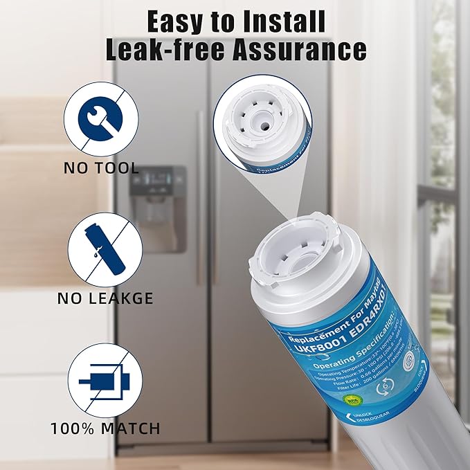 UKF8001 Water Filter Replacement for Whirl-pool EDR4RXD1, Replacement for Every-drop Filter 4, UKF8001AXX-200, UKF8001P, 4396395, 469006, Puriclean II, FMM-2, RWF0900A,Pack of 3 - AquaVibe