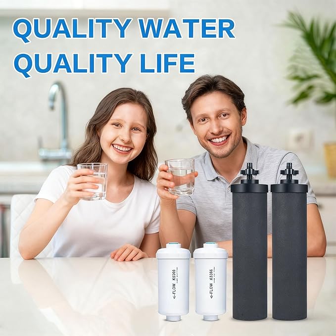 Gravity Water Filter Replacement for Berkey®, 4-Pack Purification Elements - 2 BB9-2® Black Carbon & 2 PF-2® Fluoride Filters, Compatible with Berkey® Gravity Filtration Systems