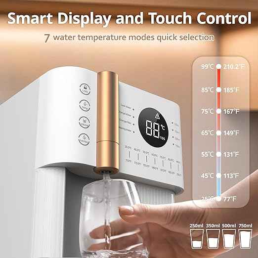 ICEPURE 4-in-1 Reverse Osmosis Water Filter Countertop, Water Purifier System, RO Home Water Filter Dispenser Hot and Cold, Bottleless Water Cooler Countertop, 3:1 Pure to Drain Water Machine - AquaVibe
