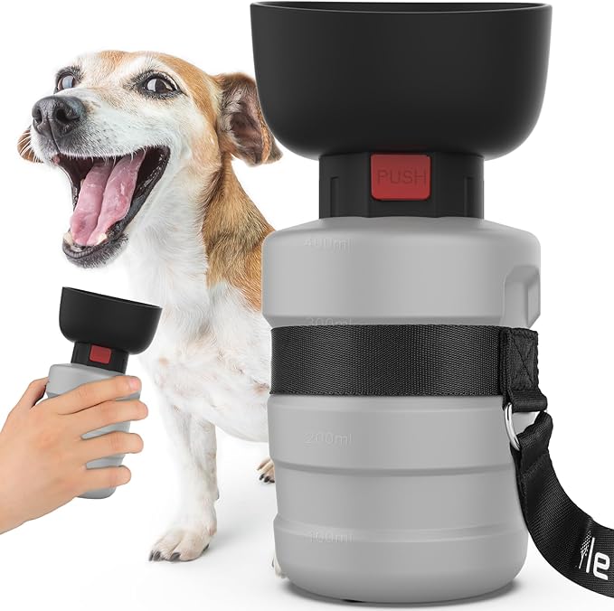 lesotc Dog Water Bottle, Portable Water Dispenser with Bowl, Leak Proof Pet Travel Squeeze Bottle, Puppy Essentials Dog Stuff Accessories for Outdoor Walking, Hiking, Camping - AquaVibe