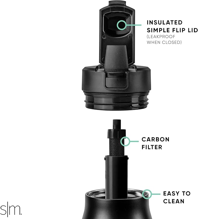 Simple Modern Filtered Water Bottle | Insulated Stainless-Steel Carbon Filter Travel Water Bottles | Reusable for Clean Drinking Water On The Go | 34oz, Black Leopard