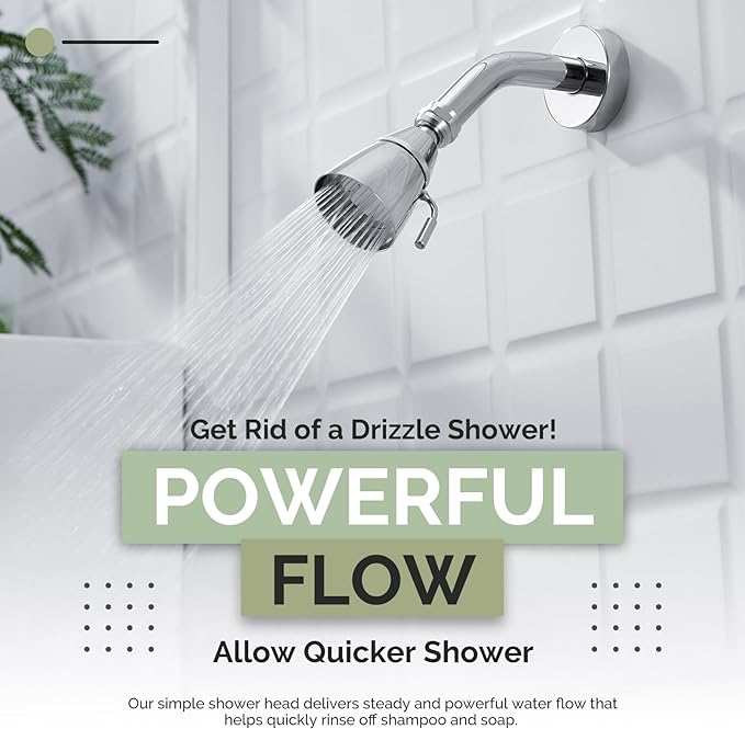Angle Simple High Flow Shower Head, Brass Swivel Joint Adjustable Shower Sprayer, G 1/2, Chrome