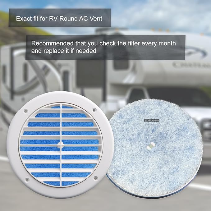 12 Pack RV Air Conditioner Filter - RV 5.25" Round Air Duct AC Filter MERV 8 Replacement for AC Vent (8 pcs without hole + 4 pcs with hole) - AquaVibe