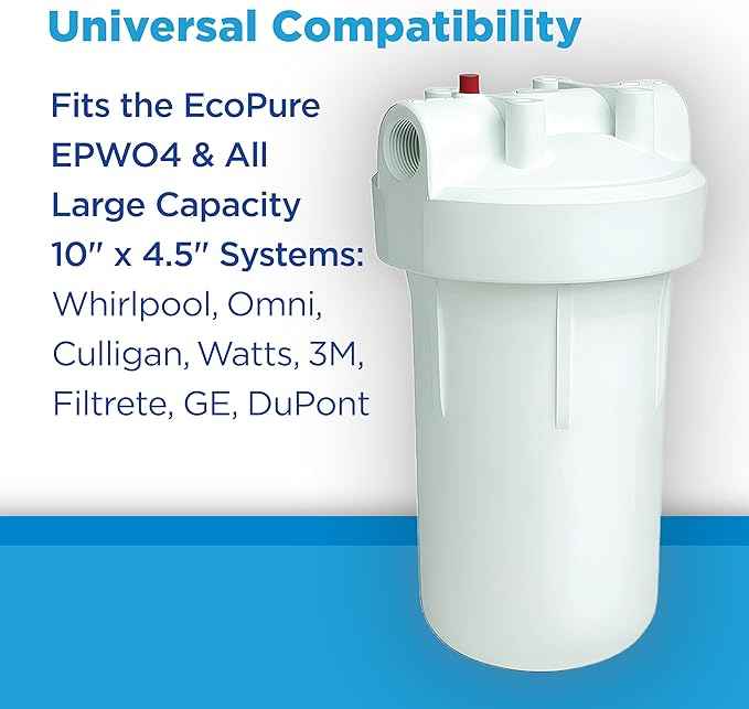 EcoPure EPW4P Pleated Whole Home Replacement Water Filter-Universal Fits Most Major Brand Systems