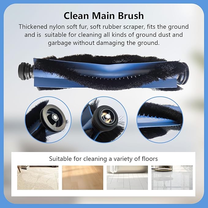 21PCS Accessories Compatible with Eufy X10 Pro Omni Robotic Vacuum Cleaner:1 Main Brush,4 Sweeping Brushes,4 HEPA Filters,4 Vacuum Bags(Deodorant),6 Mop Pads - AquaVibe