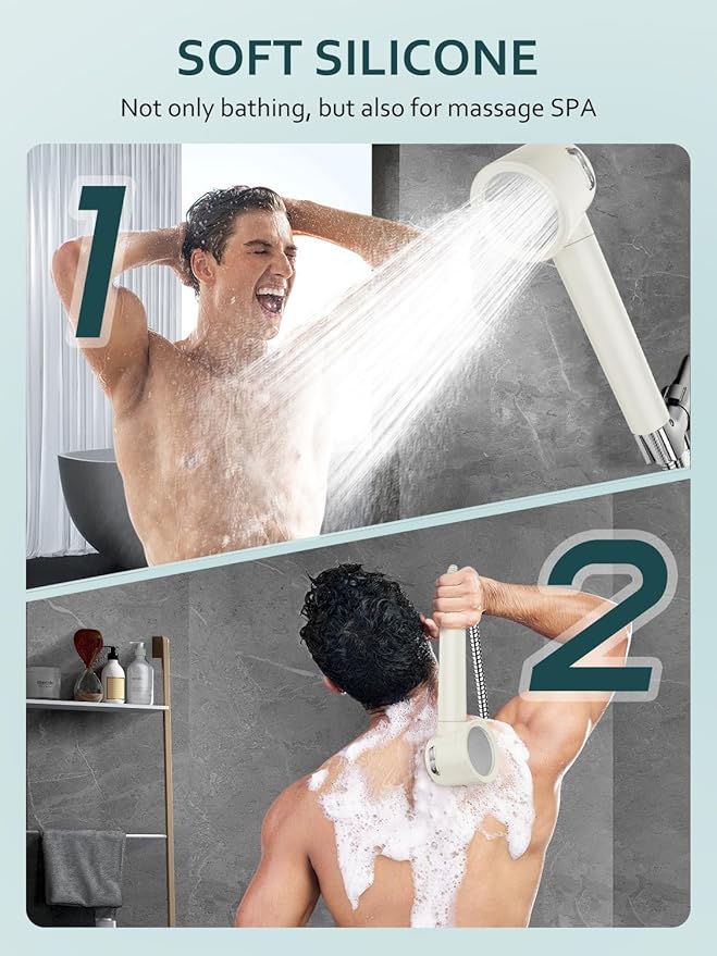 Ion Drops Filtered Shower Head with Handheld, High Pressure Shower Heads with 3 Spray, Showerhead with Filters Hand held for Hard Water, Remove Chlorine, Reduces Dry Itchy Skin