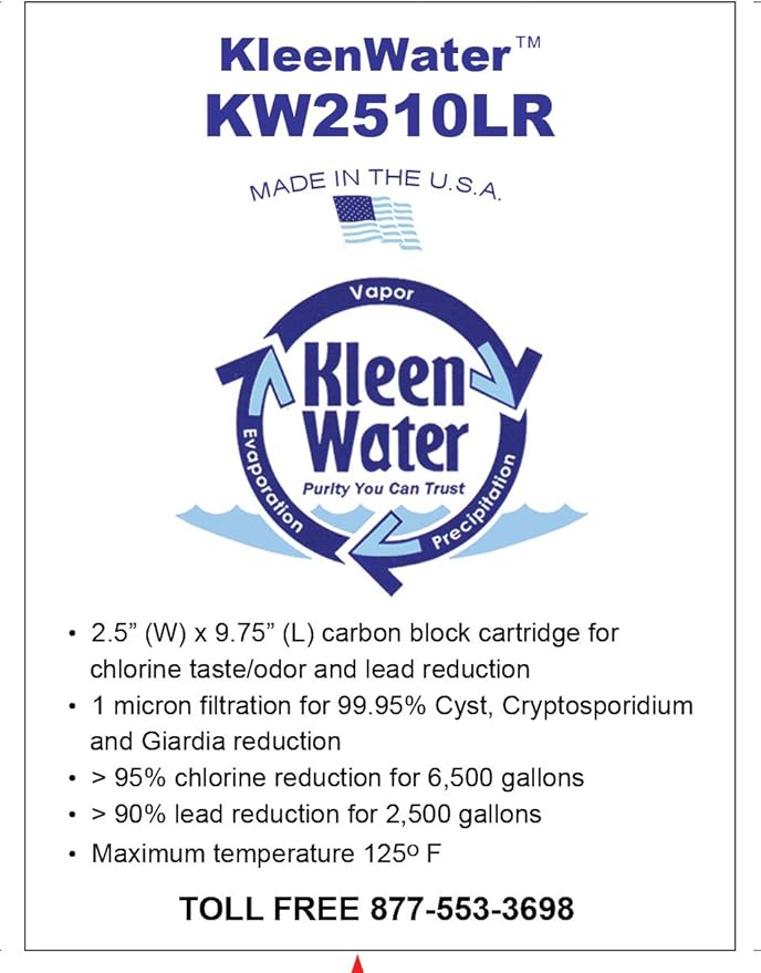 Two KleenWater (USA) Carbon Filters Compatible With GE FXSVC and GXSV10C, GXSL03C and GNSL05CBL SmartWater Dual Stage Water Filtration Systems, Includes 2 o-rings