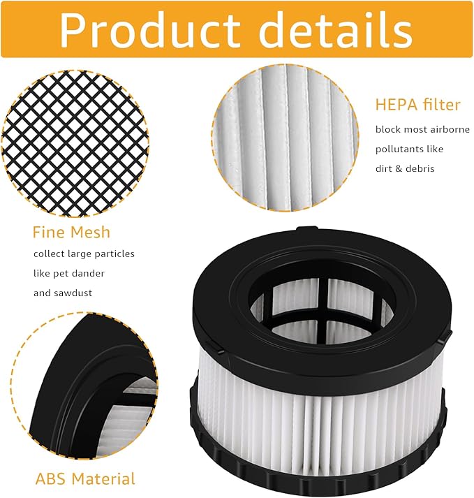 4-Pack DC5151H HEPA Filter Replacement, Compatible with DEWALT Dry Wet Vacuum DC515 DCV517 DCV517B, washable and reusable filter vacuum cleaner, with cleaning brush - AquaVibe