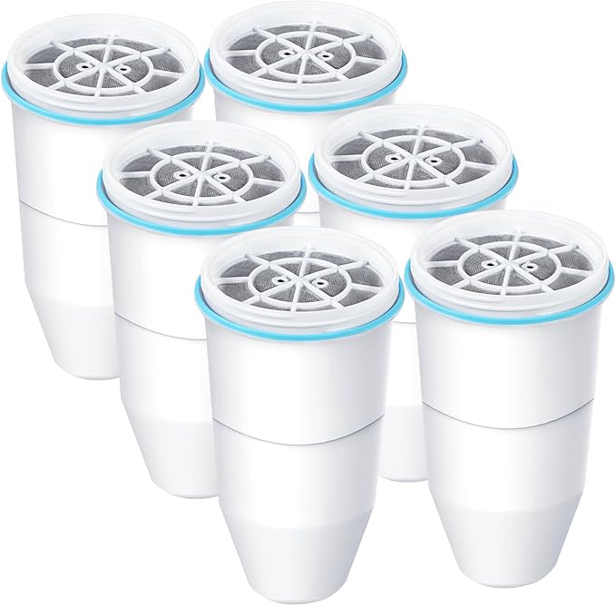 VIPHASES Upgraded 6-Stage 0 TDS Water Filter Replacement for ZR-001, ZR-017, ZR-004, Removes 99.99% Lead, Chlorine, Fluoride, PFOA/PFOS, 6-Pack