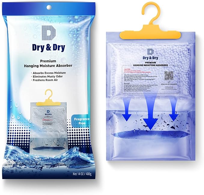 Dry & Dry 45 Packs [Net 7 Oz/Pack] Moisture Absorbers for Home, Basement and Bedroom - Small Dehumidifiers