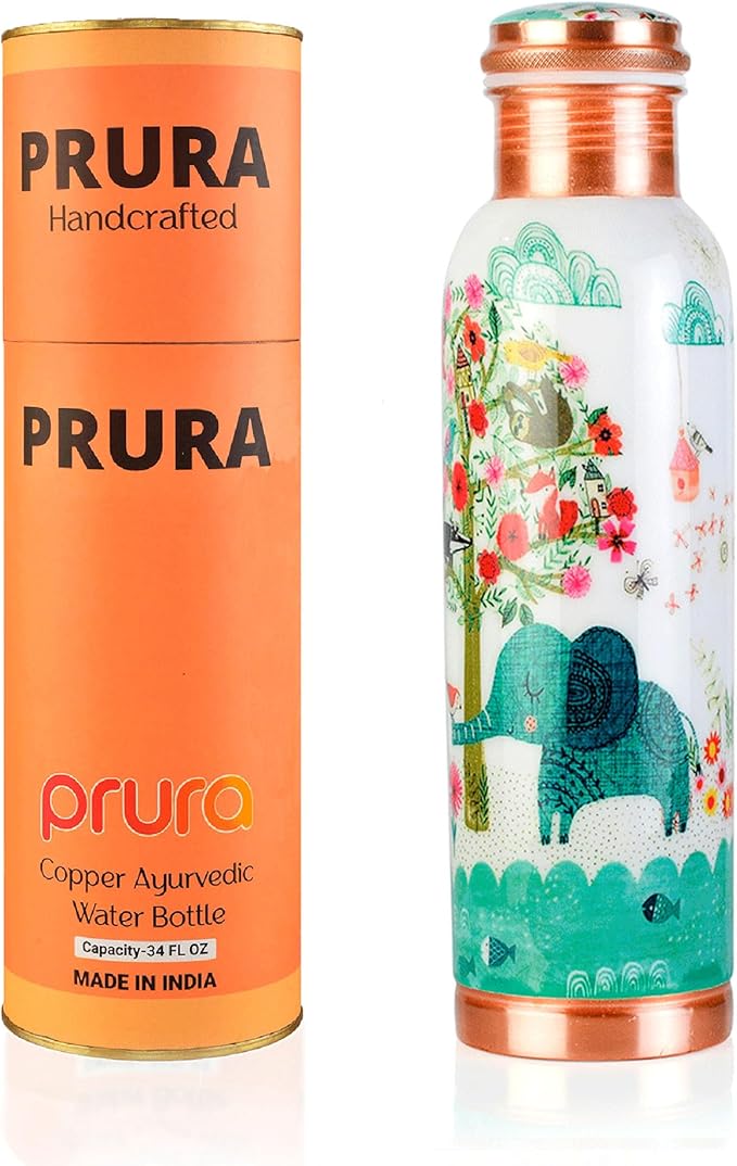 Hammered Copper Water Bottle – Pure Copper Water Vessel - Ayurvedic Water Bottle – Drink More Water – Large - Leak Proof