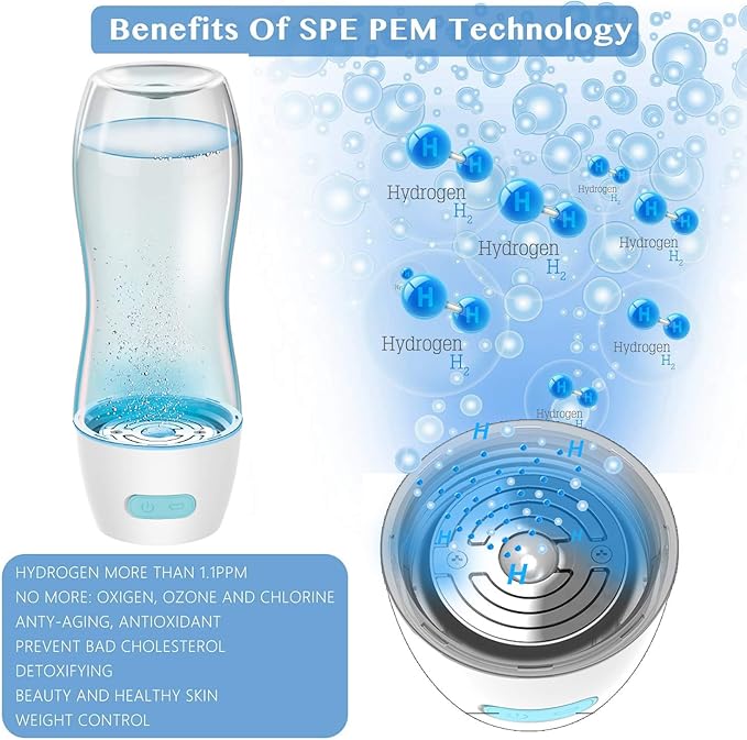 Hydrogen Water Bottle Maker Machine Hydrogen Water Generator Ionizer with SPE and PEM Technology,US Membrane Make Hydrogen Content up to 800-1200 PPM