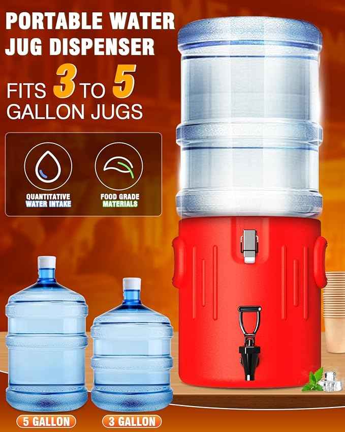 Insulated Beverage Dispenser 3.5 Gallon, Hot Drink Dispenser with 304 Stainless Steel Interior & Spout, Hot Water Dispenser for Parties, Portable Outdoors Water Cooler Jug for Camping Sports