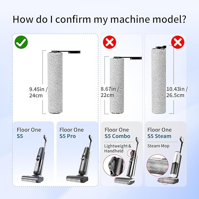 Roller Brush and Filters Replacement Compatible with Tineco Floor ONE S5/Floor One S5 Pro Cordless Vacuum Cleaner,Replacement Parts Include 3 Brush Rollers, 3 Filters - AquaVibe