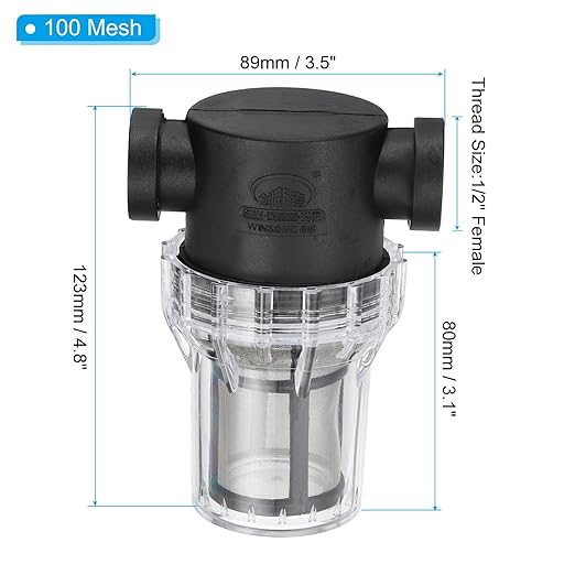 PATIKIL 1/2 Inch Female in-Line Strainer with 100 Mesh Stainless Steel Filter Screen Water Pump Filter for Garden Irrigation Pressure Washer Inlet - AquaVibe