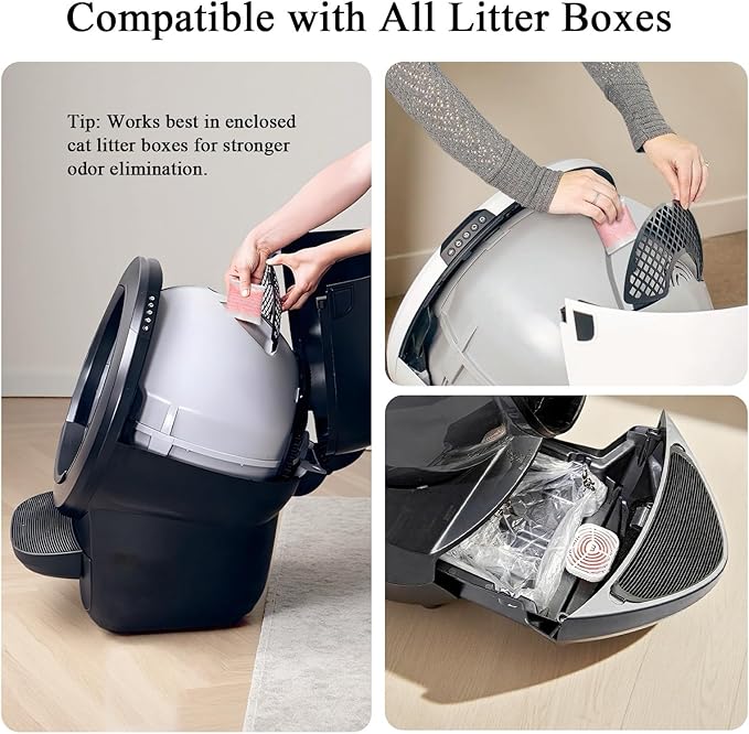 6 Pack Cat Litter Odor Eliminator Refills - Compatible with Whisker OdorTrap Pod, for Litter Robot 4 Filter Pocket & Litter Robot 3 Drawer, Keep Home Fresh