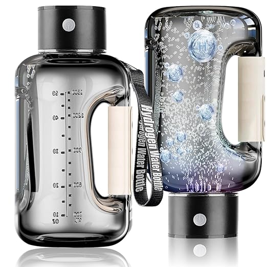 Hydrogen Water Bottle, 50oz/1.5L Hydrogen Water Generator, Rechargeable Hydrogen Water Ionizer with SPE/PEM Technology Leakproof, 5 Min Electrolysis for Sports Fitness Exercise Gift - Grey