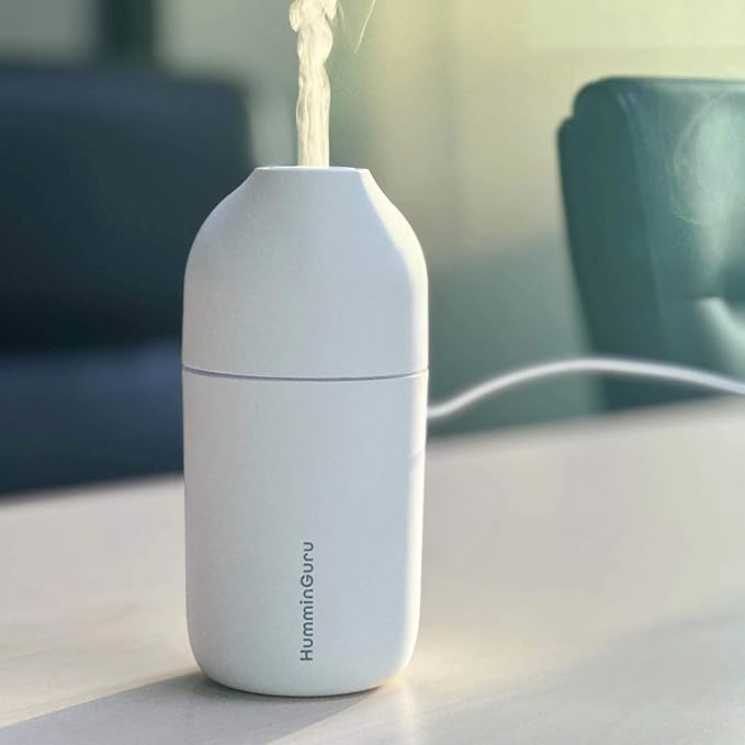 Ultrasonic Essential Oil Diffuser & Humidifier - 90ml USB-C Aromatherapy Device for Car, Home, Office with 3 Essential Oils (Lavender, Peppermint, Cedar) - 20-Min Auto Shutoff, White