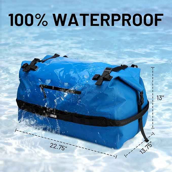 MIER Waterproof Duffel Bag Motorcycle Dry Bag Backpack Large Roll-Top Heavy Duty Dry Duffle Bags for Kayaking Camping Boating Gym Beach Cruise Ship, 60L/80L