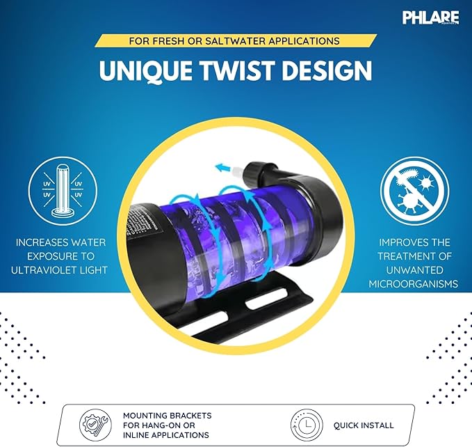 UV Aquarium Filter - External U-V Light for Fresh & Saltwater Tanks and Ponds - 9 Watts