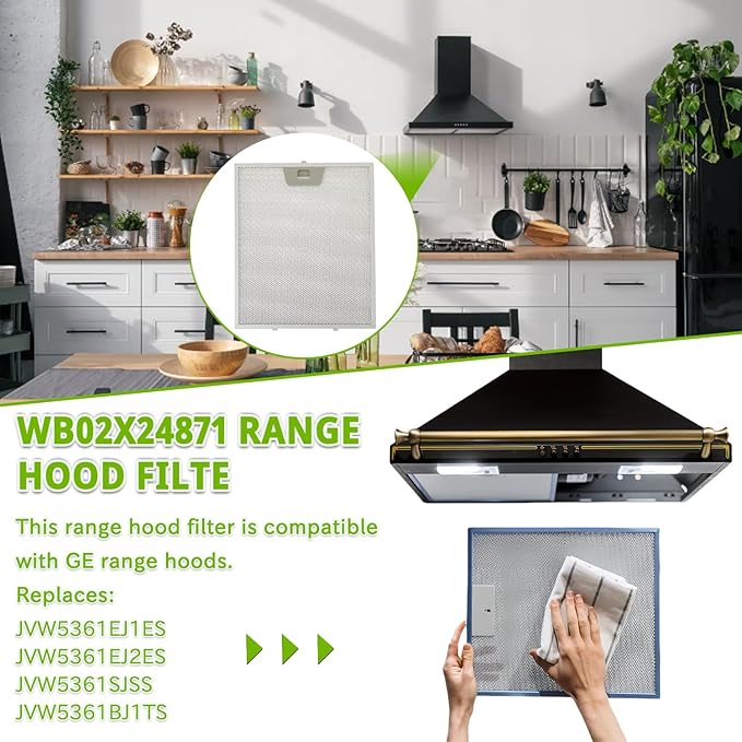 WB02X24871 Range Hood Grease Filter Replacement 5 Layer Aluminum Mesh Hood Grease Filter Fit for GE JVW5361SJSS JVW5361EJ1ES JVW5361EJES(3Pack)