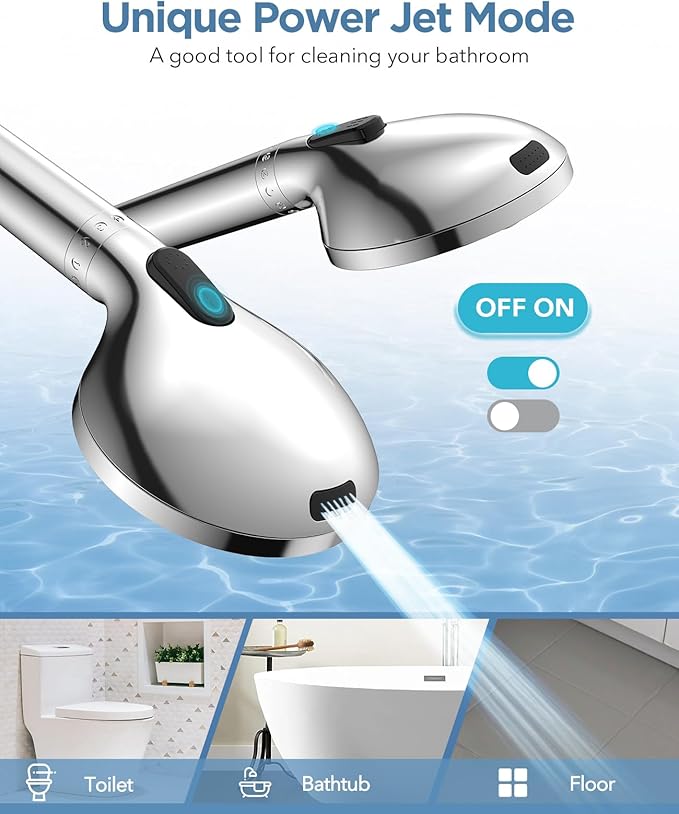 Handheld Shower Head with Filter - High Pressure Shower Head with 10 Spray Modes, Hard Water Softener Showerhead with Hose, Bracket and Shower Filters to Remove Chlorine and Heavy Metals